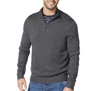 Nautica Men's XL Classic Quarter 1/4 Zip Sweater‎ Pullover Mock Neck Grey NWT